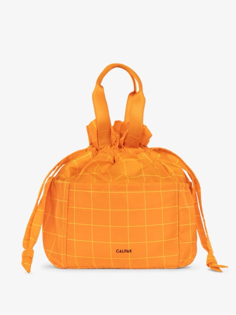 Calpak Orange Check Mini Drawstring Insulated Lunch Bag Cooler Bag
